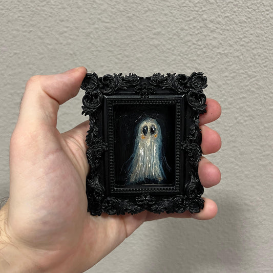Mini Ghost Painting: Framed Dark Academia Gothic Decor
