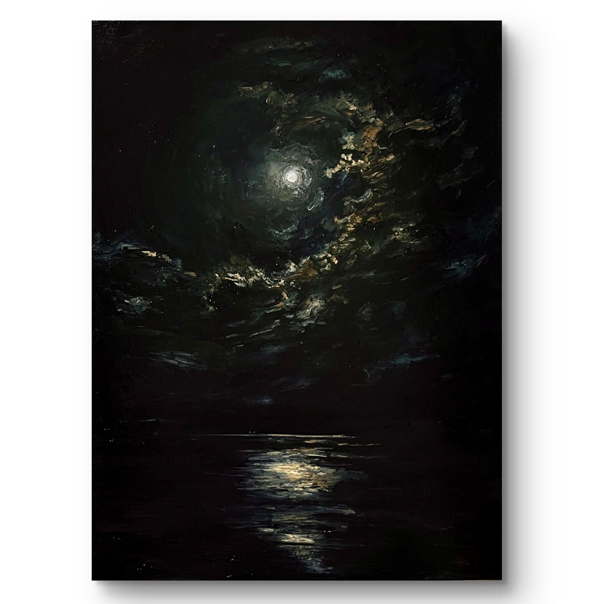 Dark Nocturne statement landscape original oil painting, 32x24 inch large gothic canvas art by Mikhail Khalin