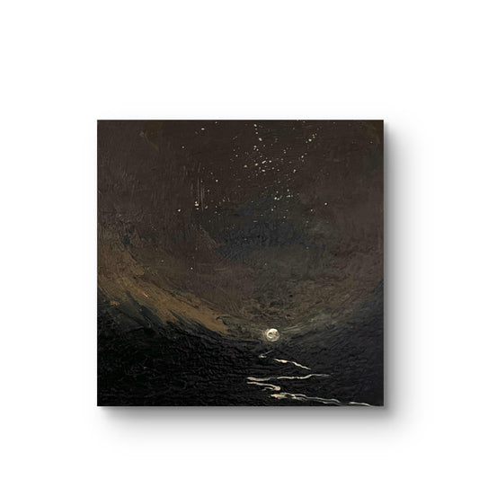 Small Moody original oil painting Landscape on canvas. Square Abstract Landscape Painting. Farmhouse Decor