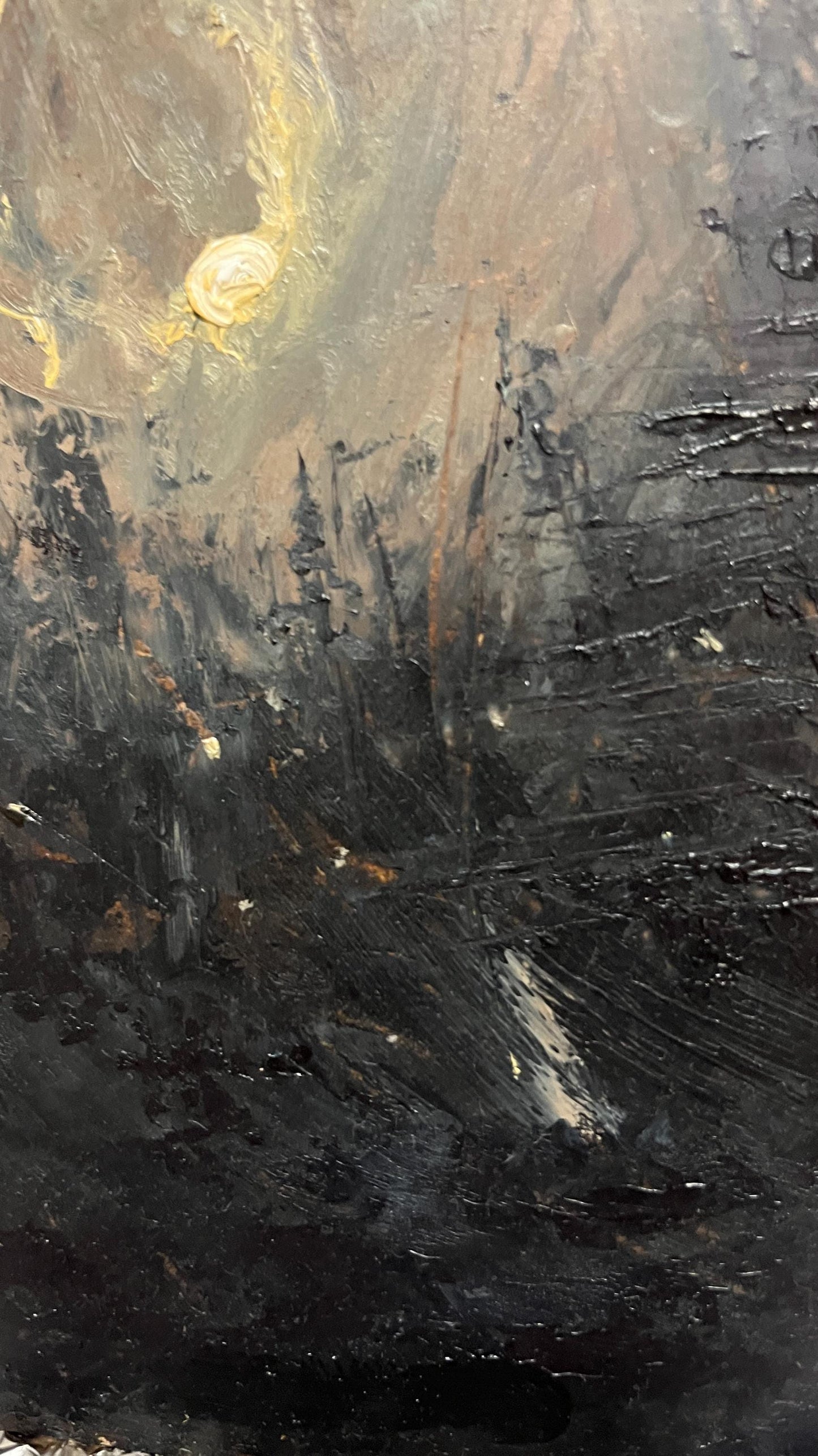 Omen of the Hollow – Original Gothic Oil Painting 20x20 cm (8x8 in) | Dark Academia Night Forest