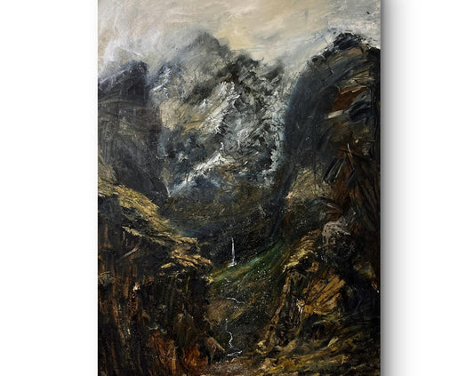 LARGE 47x 32 inch. Original Oil Painting Mountain Landscape