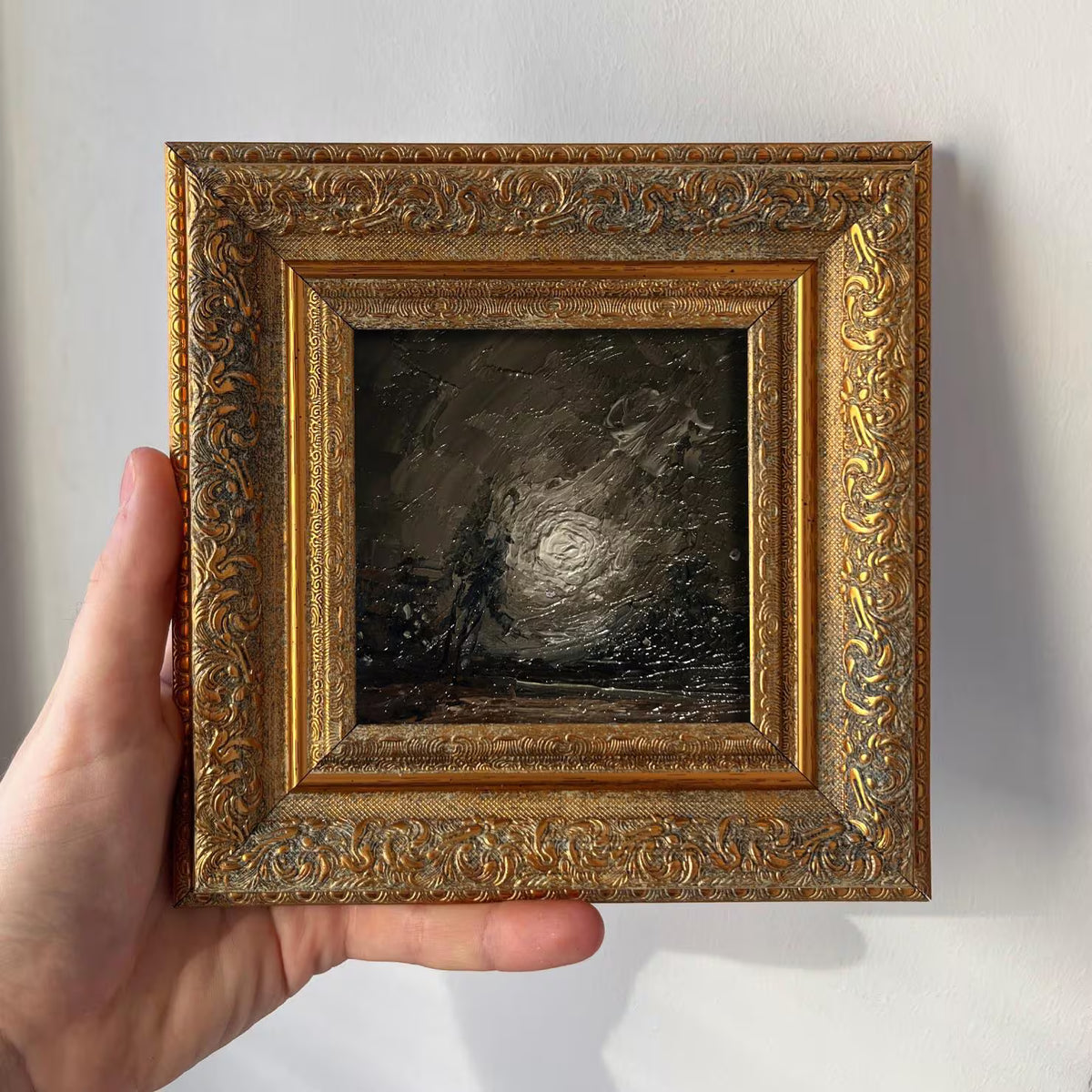 Midnight in forest - Framed Original Painting | Can be hung on the wall
