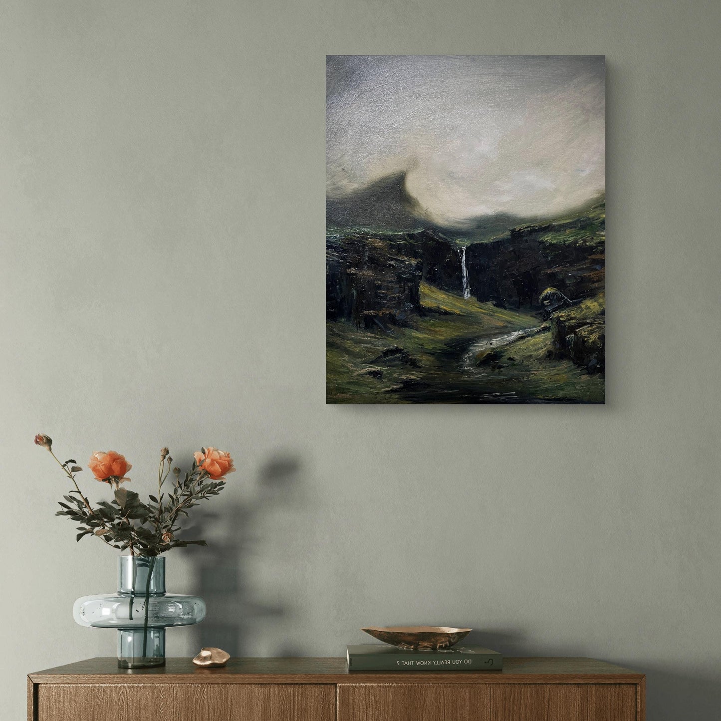 Scottish Highlands misty river landscape original oil painting, 40x50 cm (16x20 inch) by Mikhail Khalin