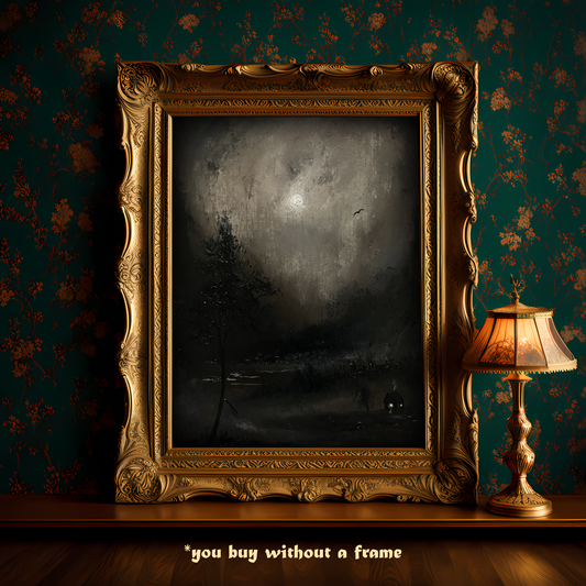 Sanctuary Under the Moon – Original Gothic Oil Painting 24x30 cm (9.4×12 in)