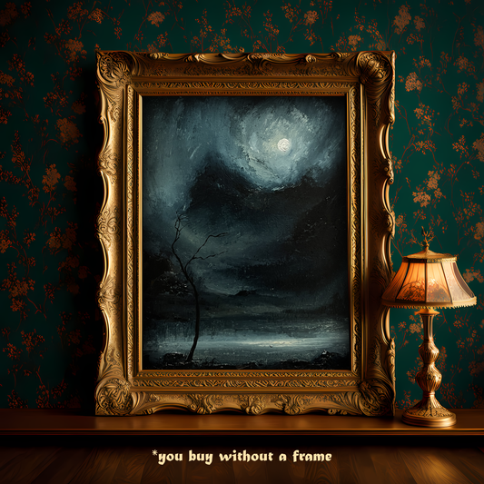 Solitude’s Witness – Original Gothic Oil Painting 24x30 cm (9.4×12 in)